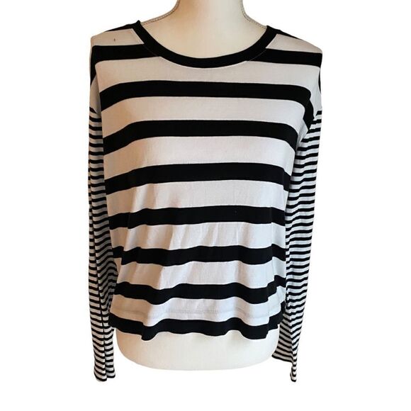 Splendid Long Sleeve Stripe Crop Top Size Large - Picture 3 of 6